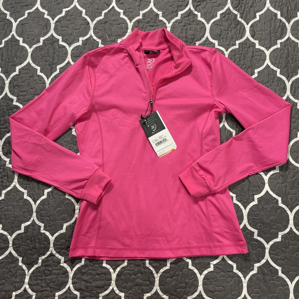Zero Restrictions Womens M long sleeve golf tennis zip mock 1/4‎ Zip Pink NWT